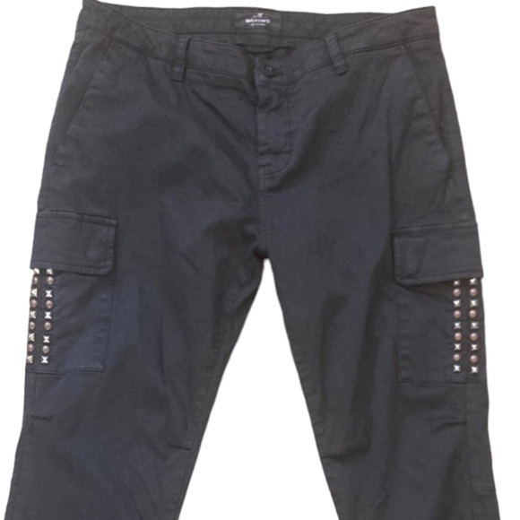 Mason’s Forte Dei Marmi Italy Trousers Studded Pocket Black Cargo Pants - Picture 8 of 9